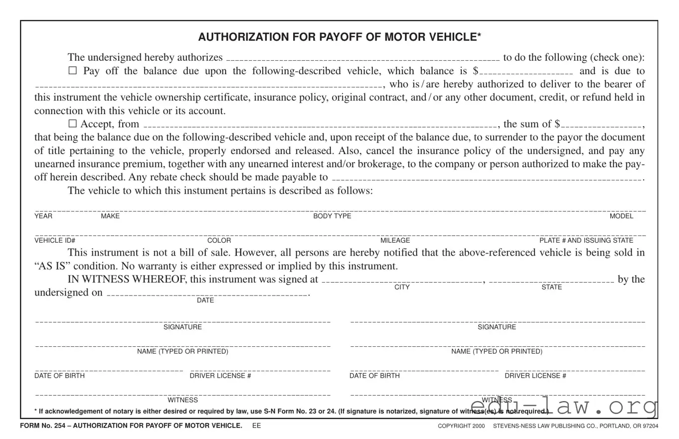 Fill in Your Vehicle Payoff Authorization Template