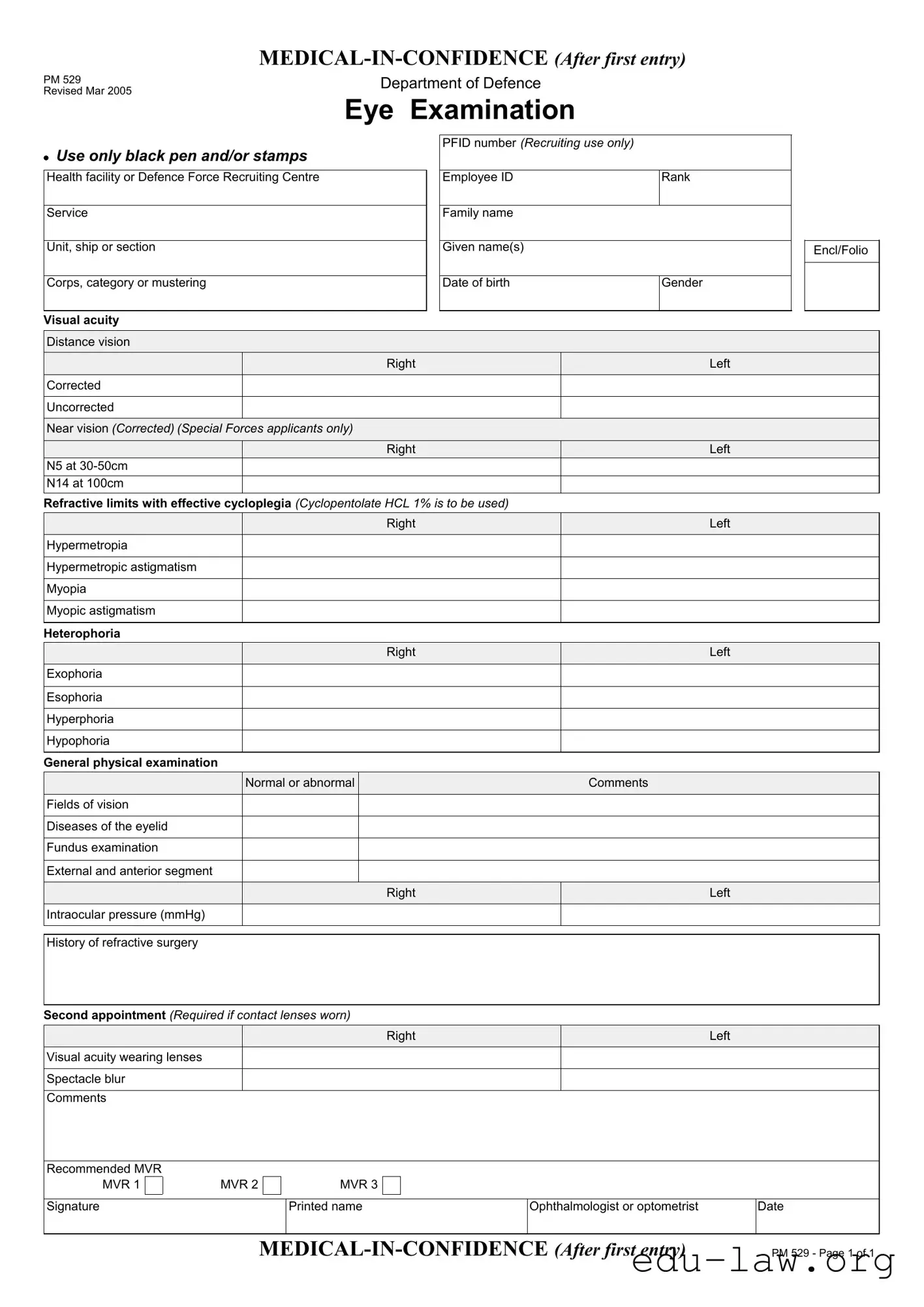 Fill in Your Eye Examination Template