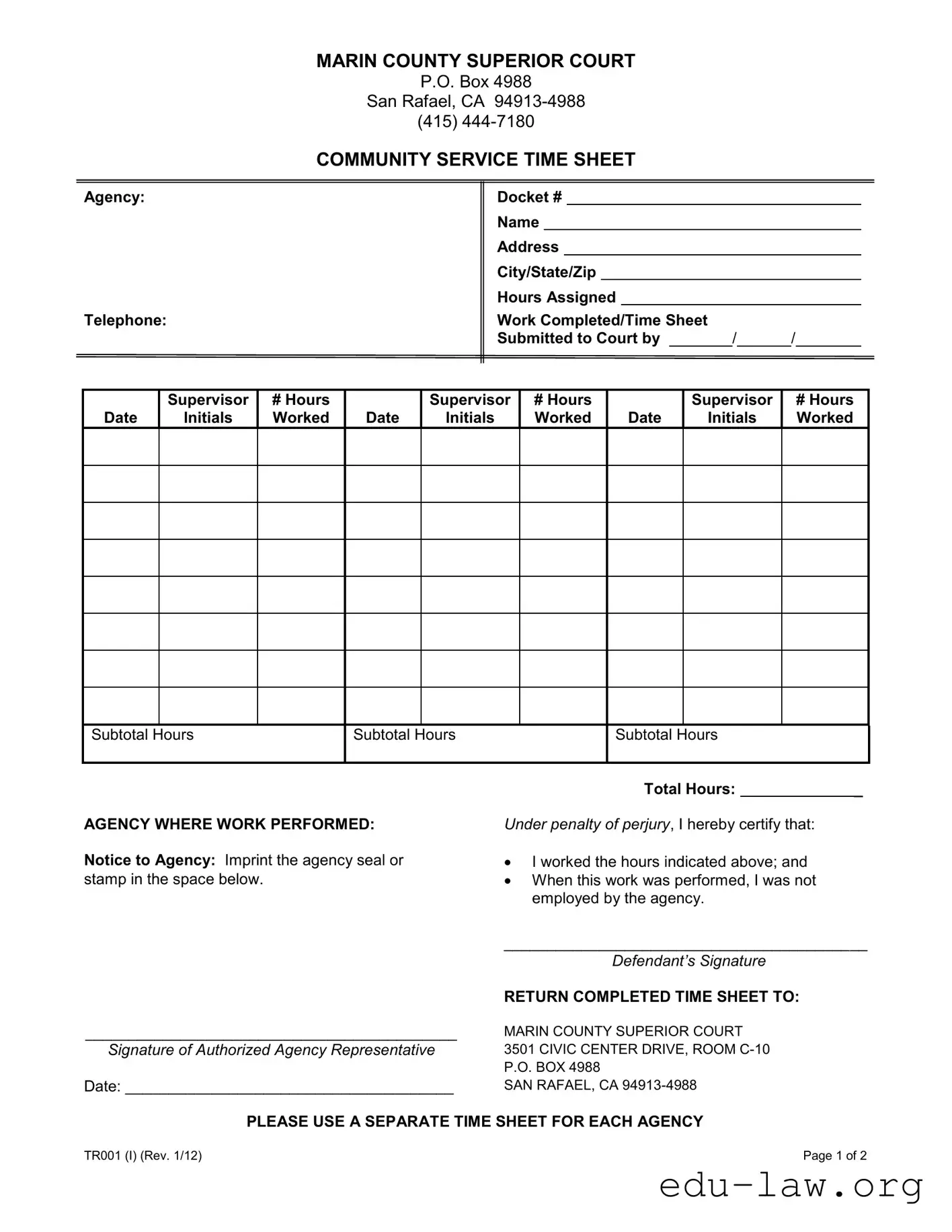 Fill in Your Community Service Template