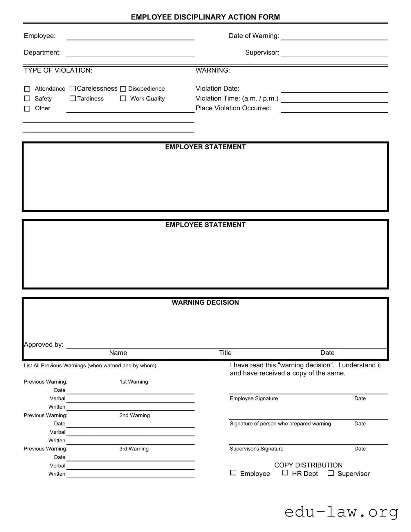 Fill in Your Disciplinary Action Template