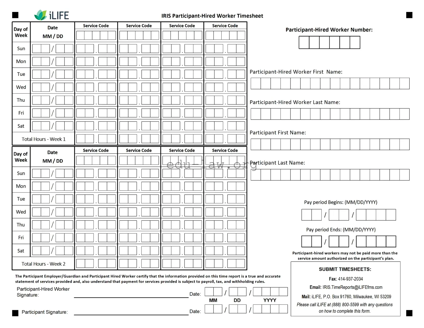 Fill in Your Iris Worker Timesheet Template